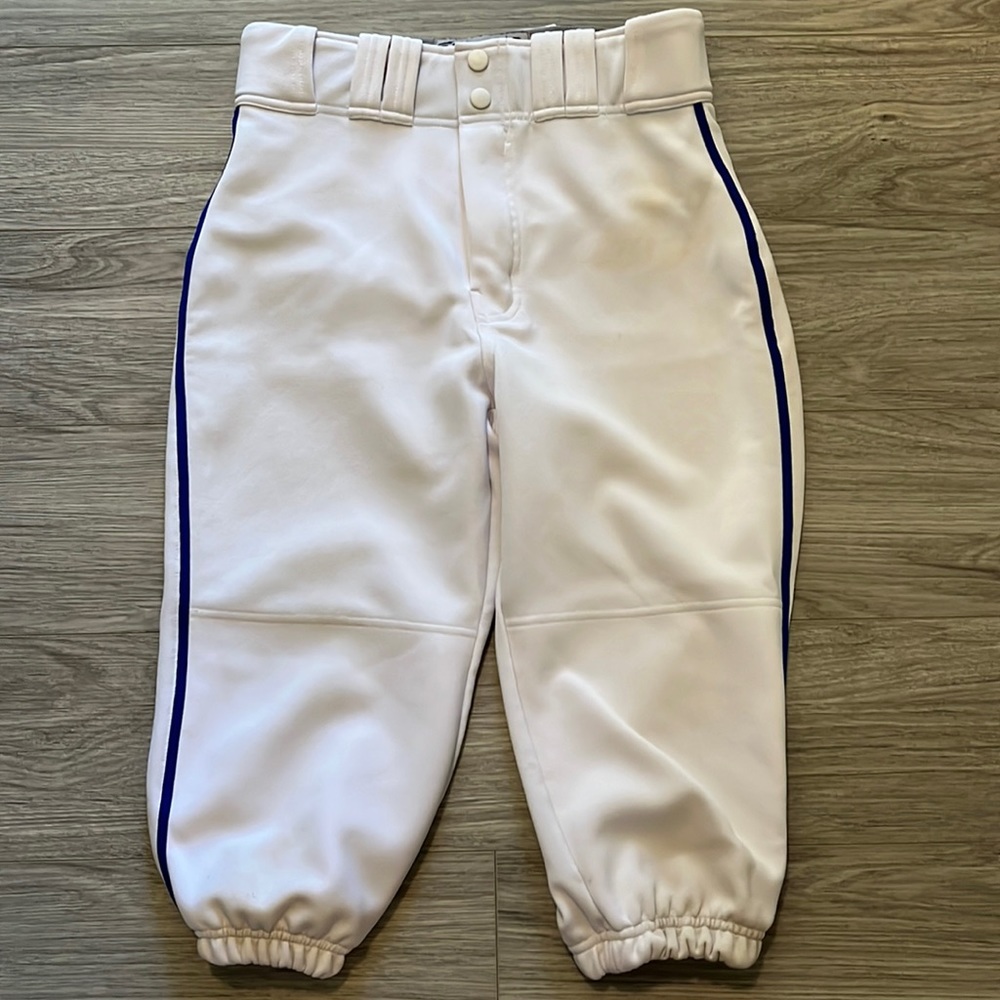 Easton Adult Small Baseball Knickers white with Royal Blue piping